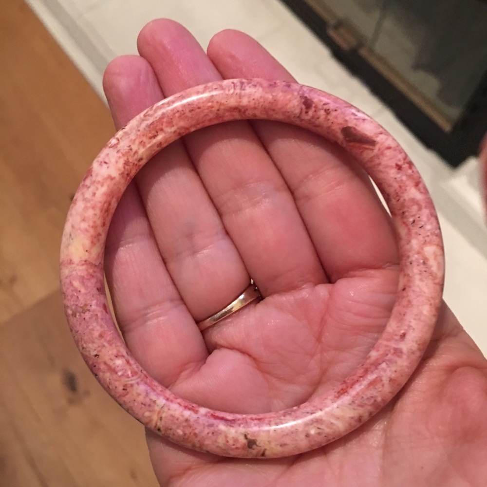 Rare natural pink jasper one piece bangle